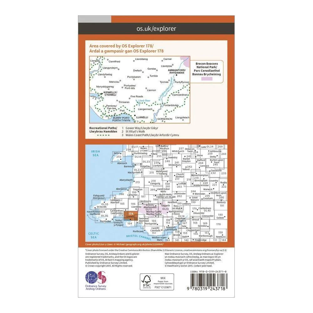 Explorer 178 Llanelli & Ammanford Map With Digital Version - Image 2