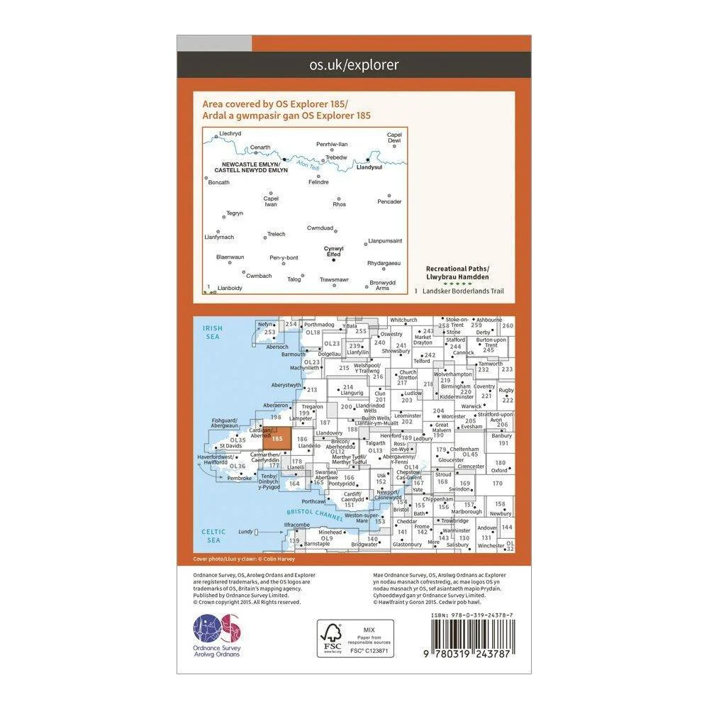 Explorer 185 Newcastle Emlyn, Llandysul & Cynwyl Elfed Map With Digital Version - Image 2