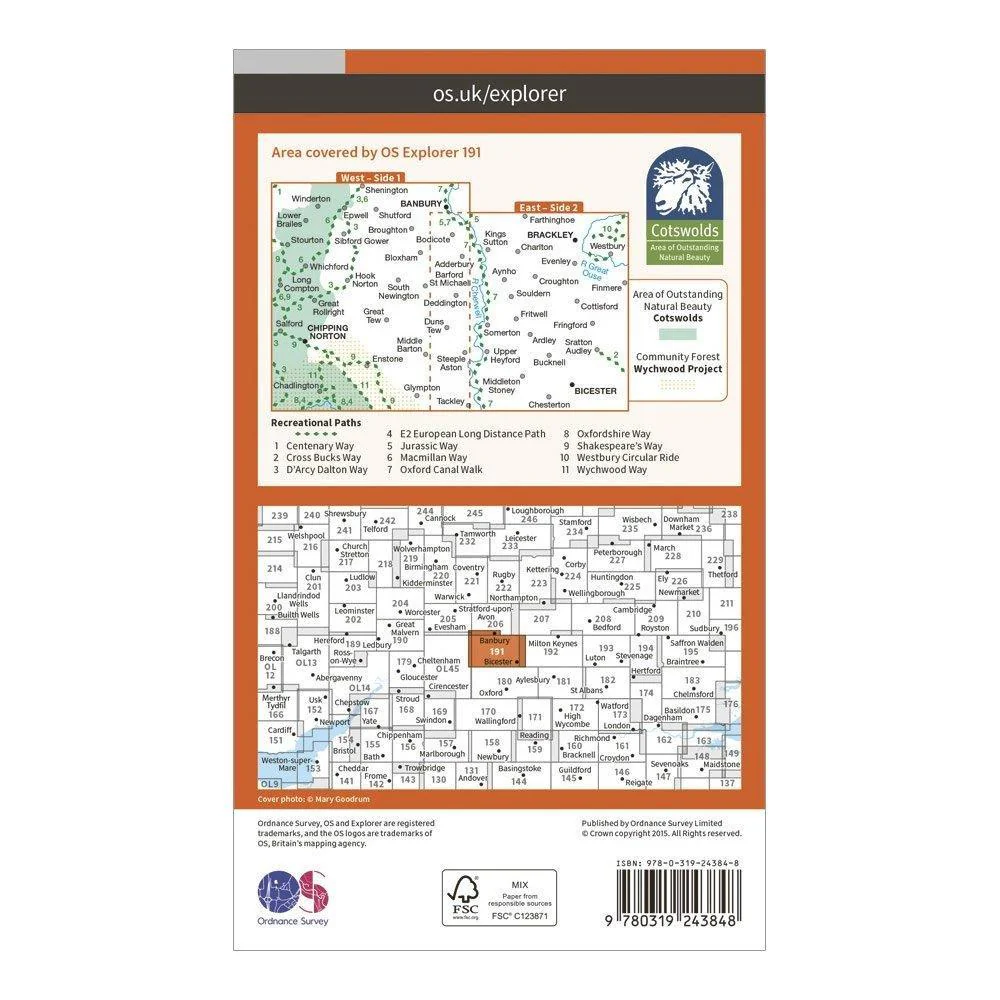 Explorer 191 Banbury, Bicester & Chipping Norton Map With Digital Version - Image 2
