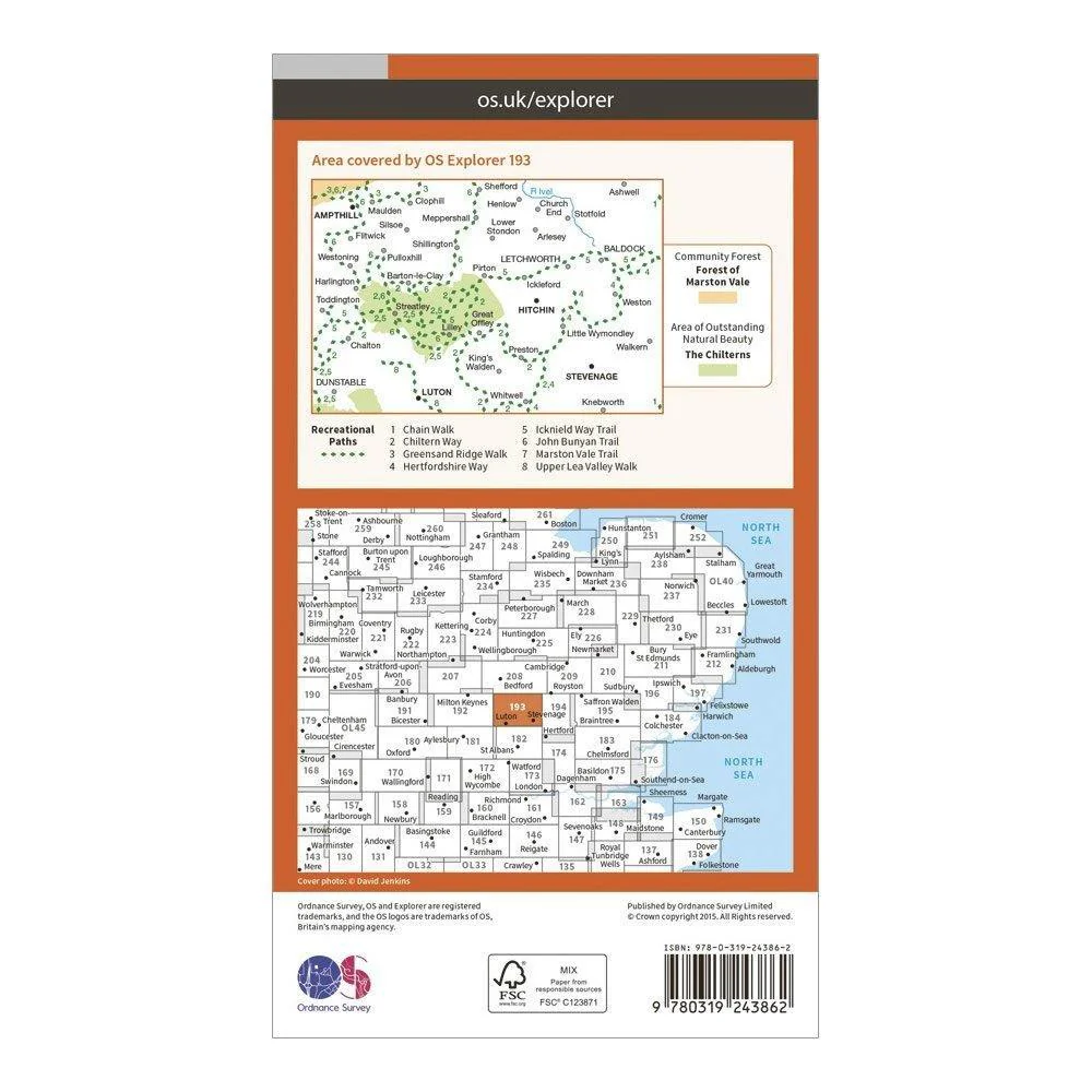 Explorer 193 Luton & Stevenage, Hitchin & Ampthill Map With Digital Version - Image 2