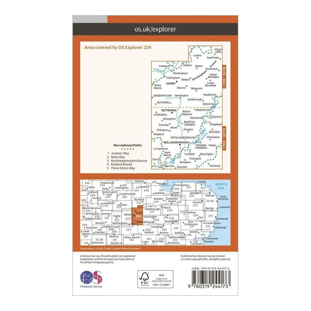 Explorer 224 Corby Kettering Wellingborough Map With Digital Version - Image 2