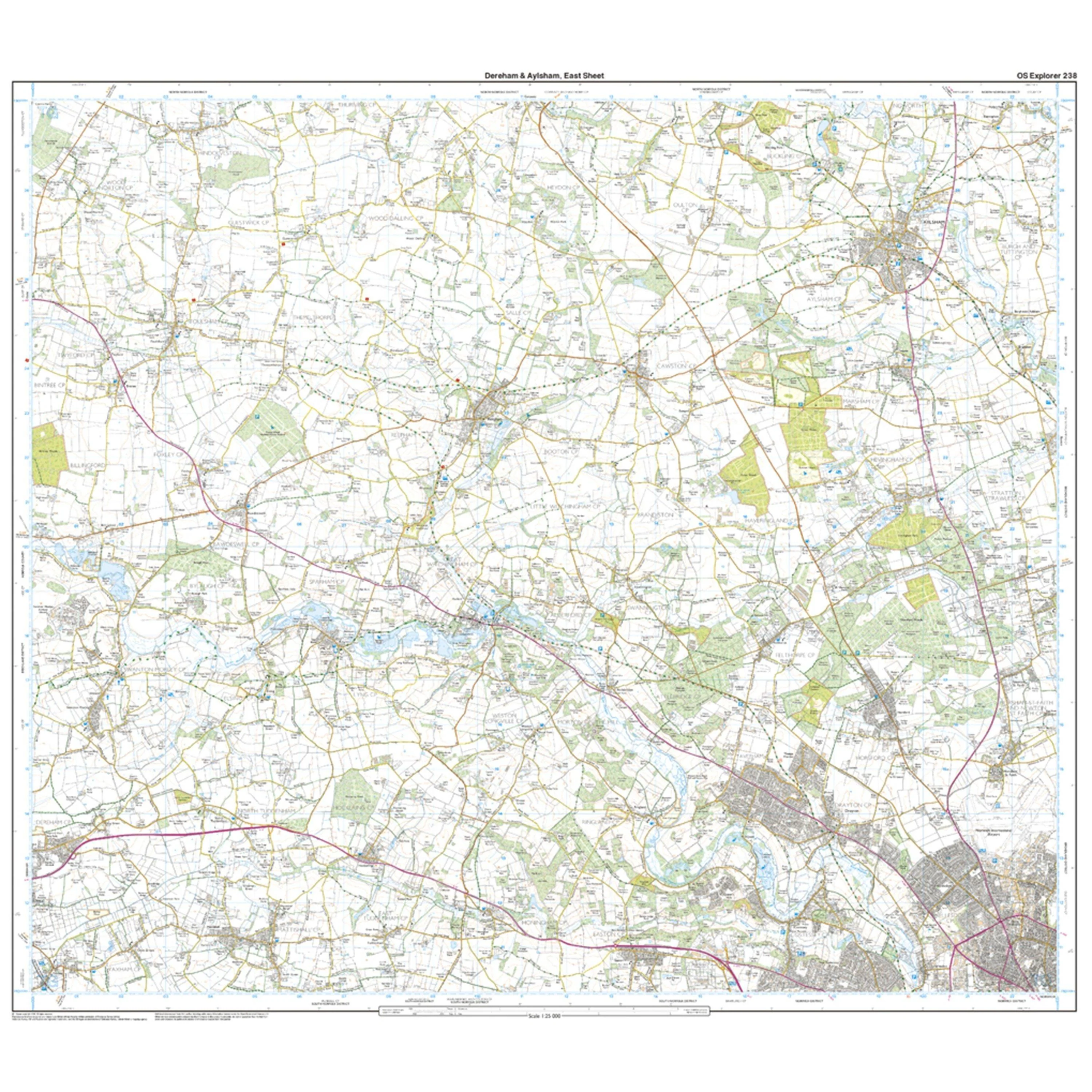 Explorer 238 East Dereham Aylsham Map With Digital Version - Image 3