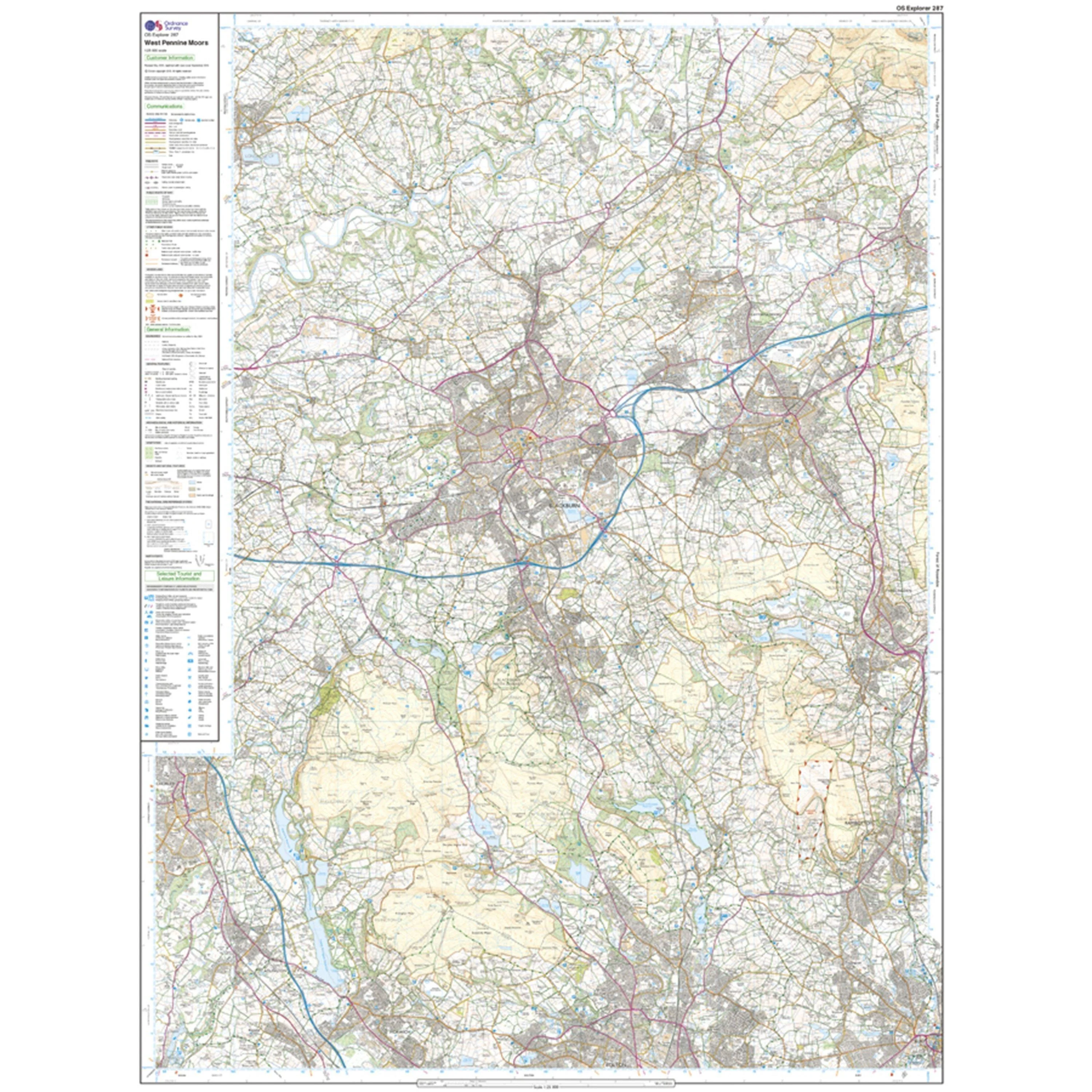 Explorer 287 West Pennine Moors, Blackburn, Darwen & Accrington Map With Digital Version - Image 3