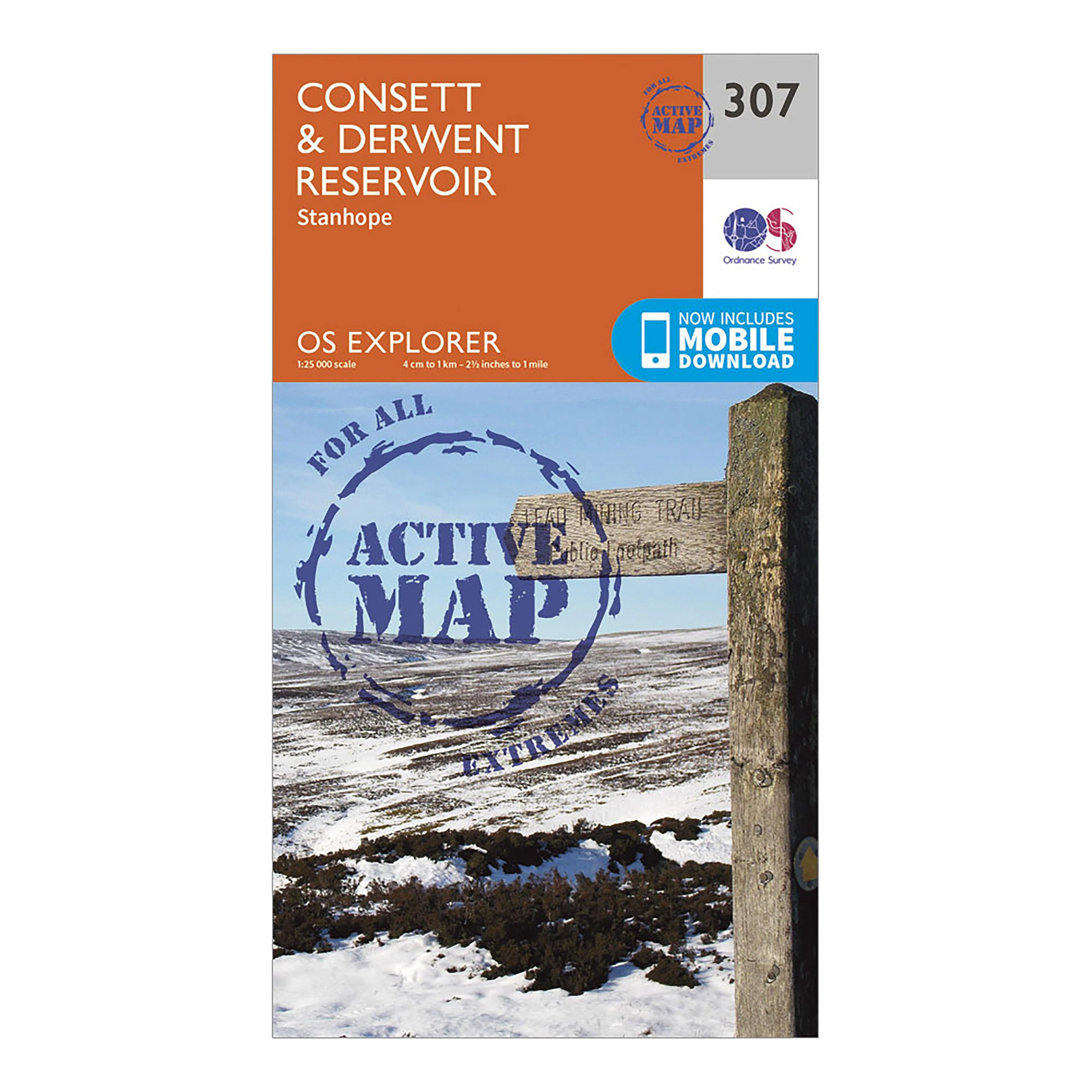 Explorer Active 307 Consett  Derwent Reservoir Map With Digital Version