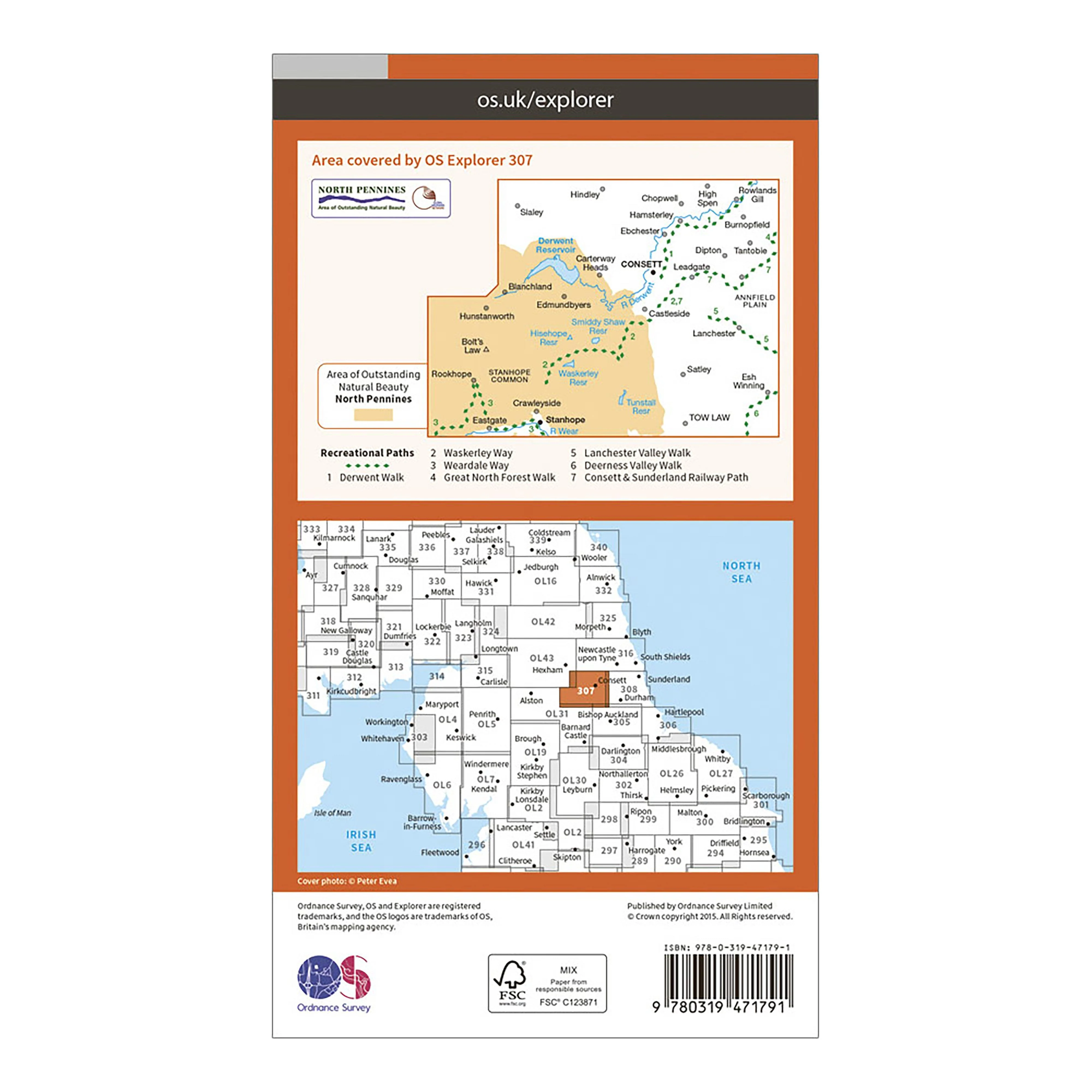 Explorer Active 307 Consett  Derwent Reservoir Map With Digital Version - Image 2