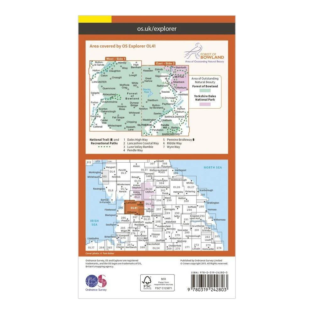 Explorer OL 41 Forest of Bowland Map - Image 2