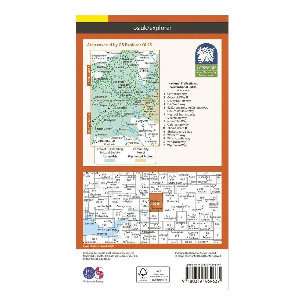 Explorer OL 45 Active D The Cotswolds Map - Image 2