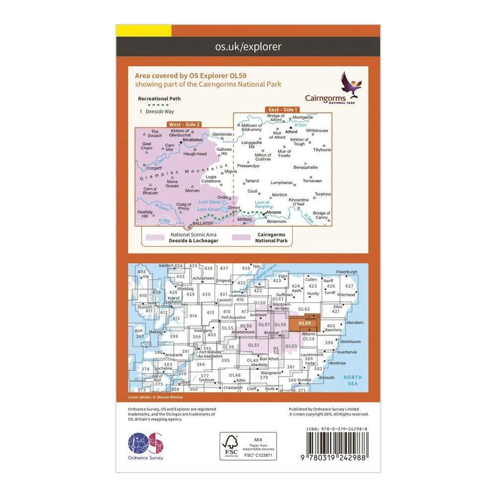 Explorer OL 59 Aboyne, Alford & Strathdon Map - Image 2