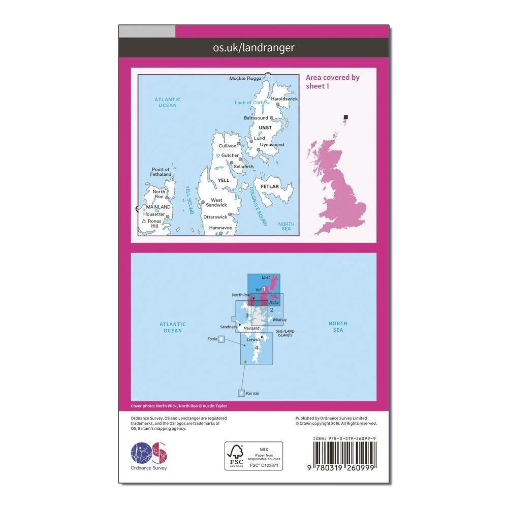 Landranger 1 Shetland  Yell, Unst and Fetlar Map With Digital Version - Image 2