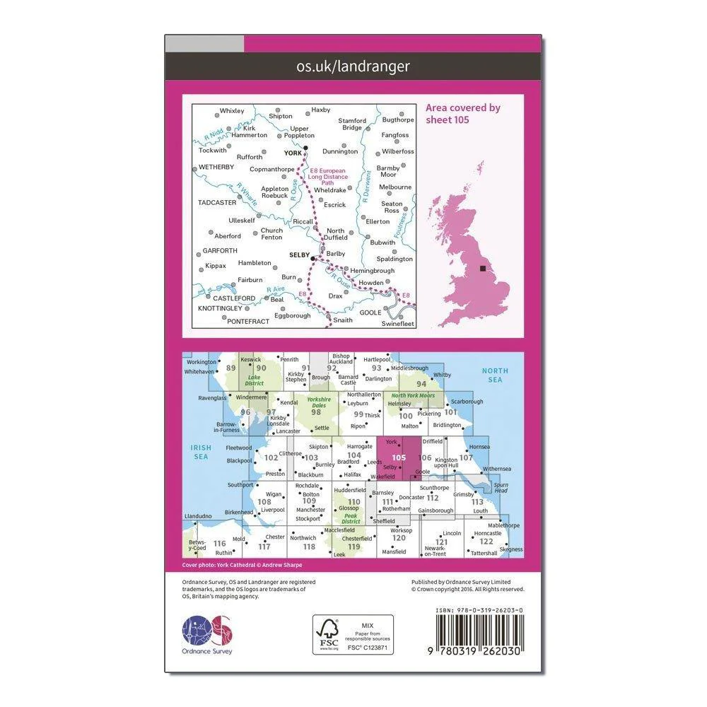 Landranger 105 York & Selby Map With Digital Version - Image 2
