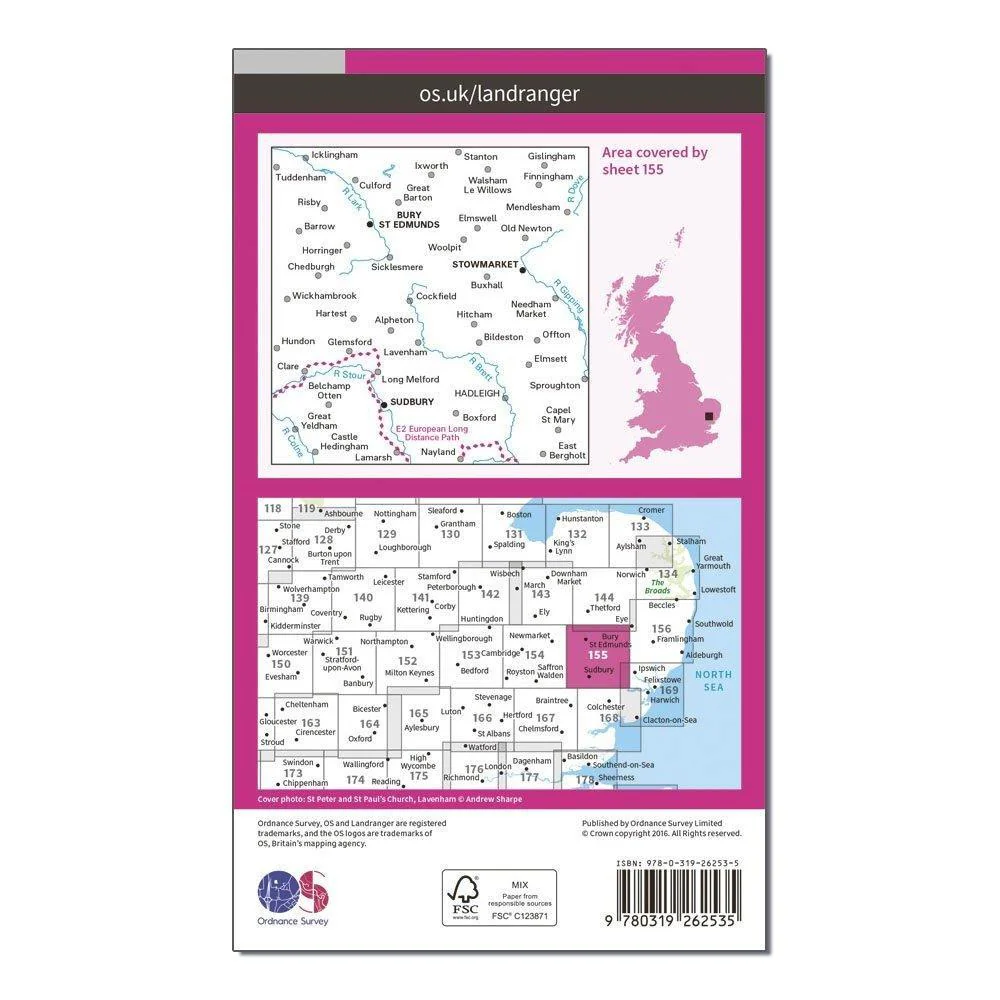 Landranger 155 Bury St Edmunds, Sudbury & Stowmarket Map With Digital Version - Image 2