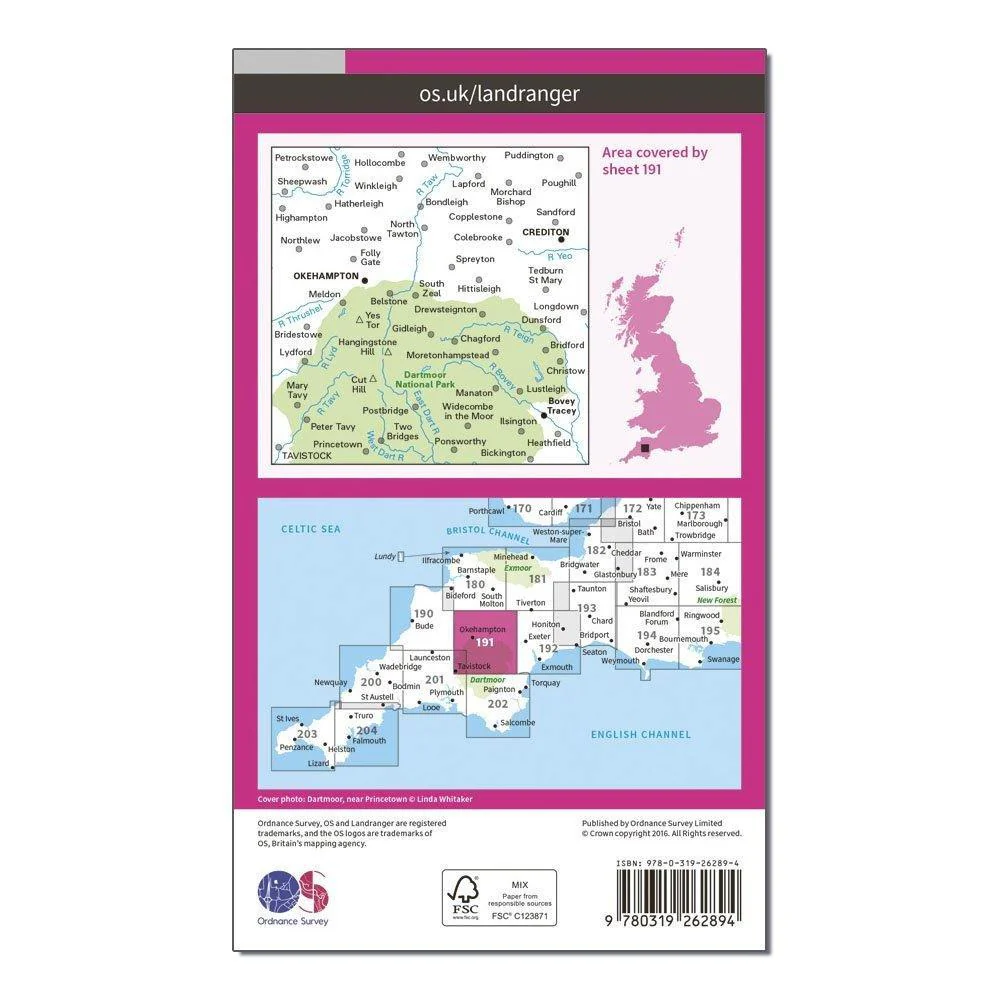 Landranger 191 Okehampton & North Dartmoor Map With Digital Version - Image 2