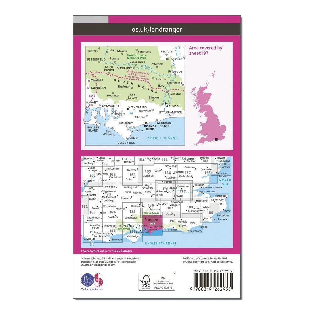 Landranger 197 Chichester & The South Downs Map With Digital Version - Image 2