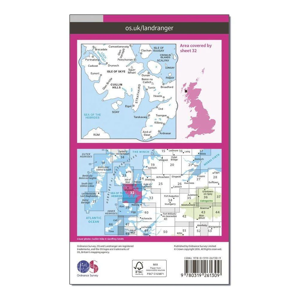 Landranger 32 South Skye Cuillin Hills Map With Digital Version - Image 2