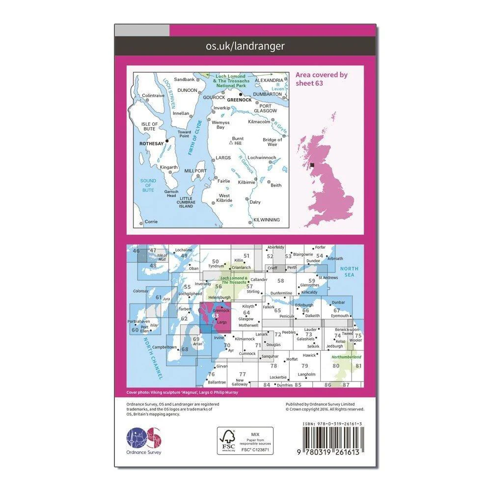 Landranger 63 Firth of Clyde, Greenock & Rothesay Map With Digital Version - Image 2