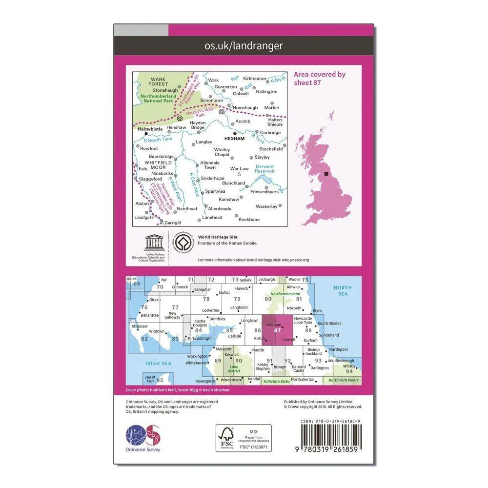 Landranger 87 Hexham & Haltwhistle Map With Digital Version - Image 2