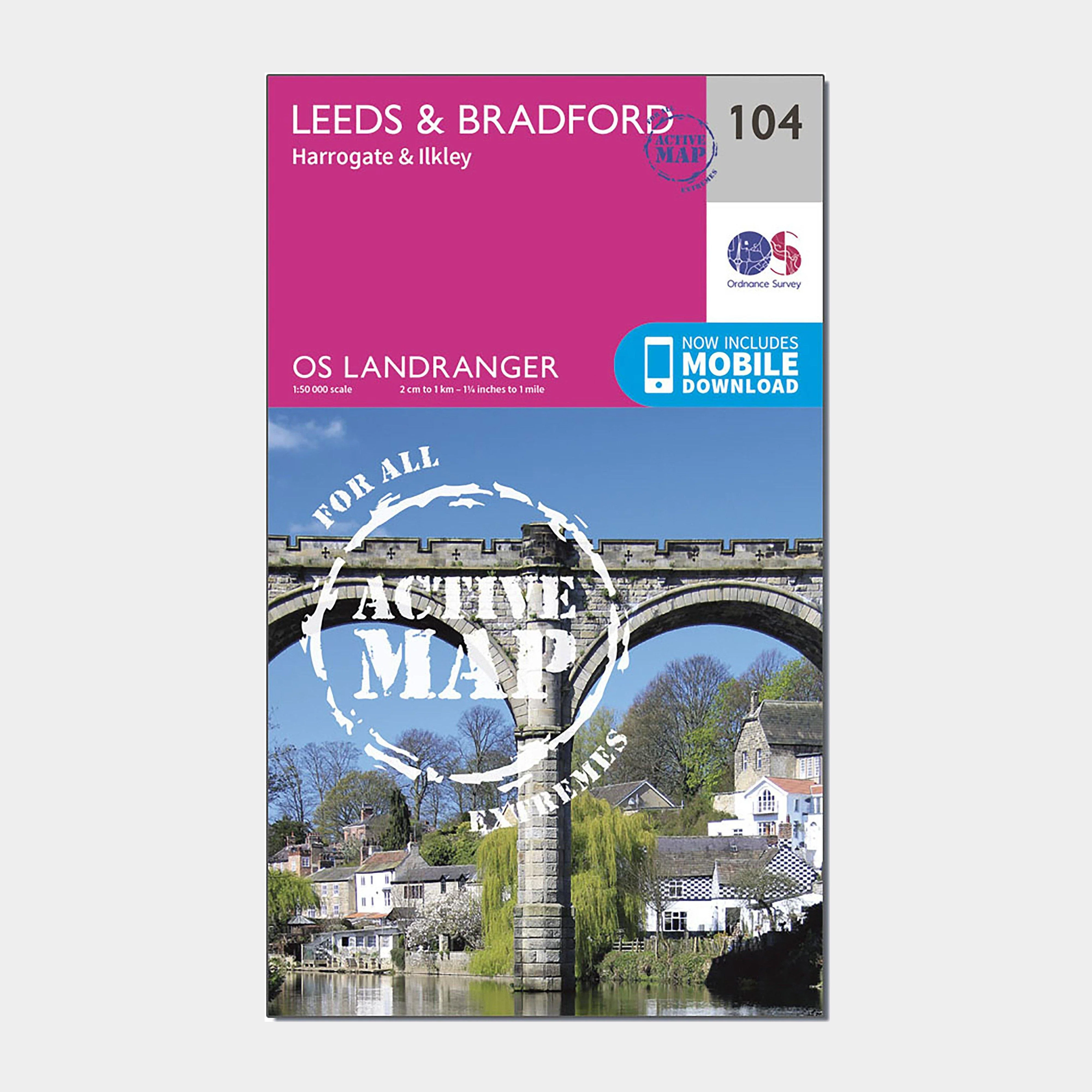 Landranger Active 104 Leeds & Bradford, Harrogate & Ilkley Map With Digital Version