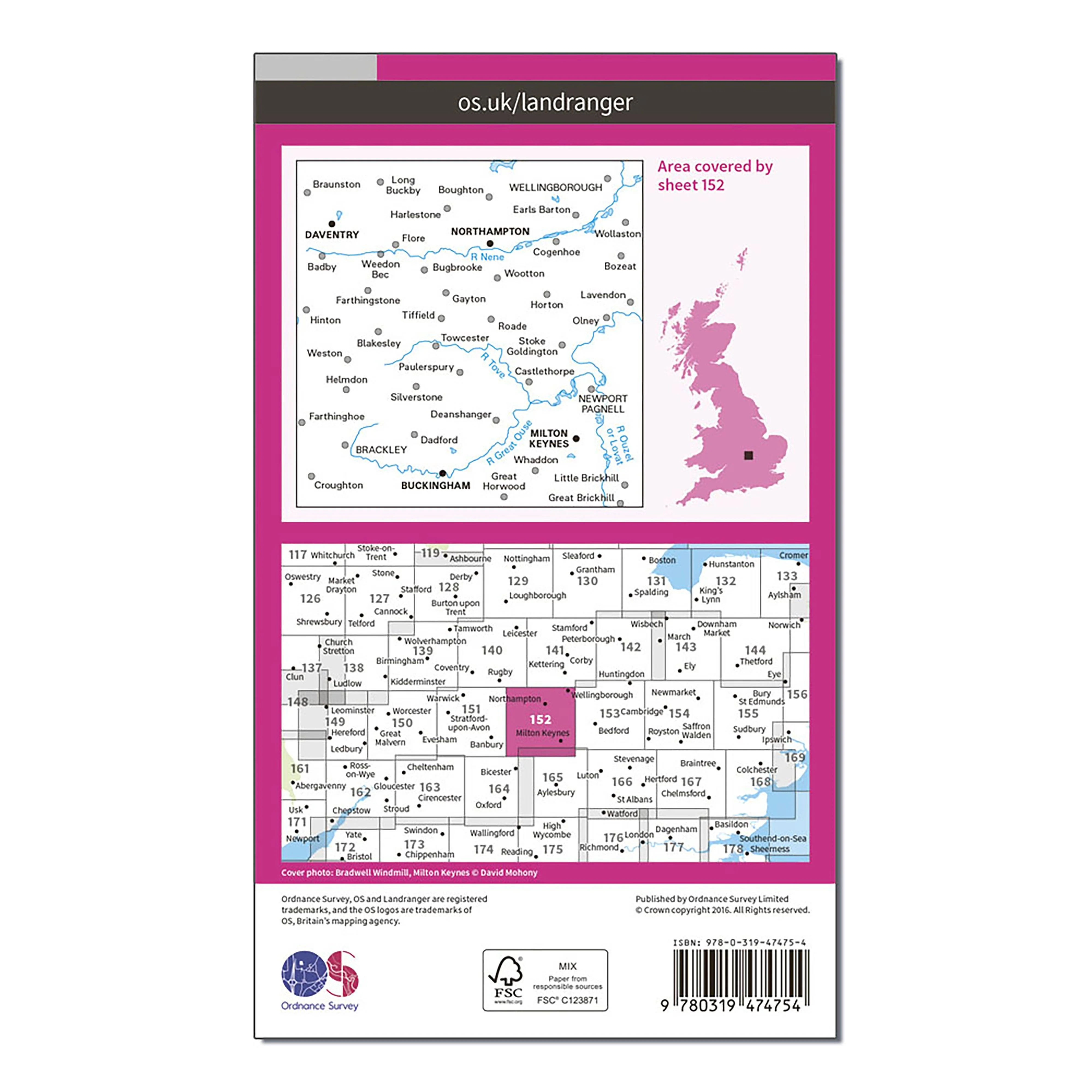 Landranger Active 152 Northampton, Milton Keynes, Buckingham & Daventry Map With Digital Version - Image 2