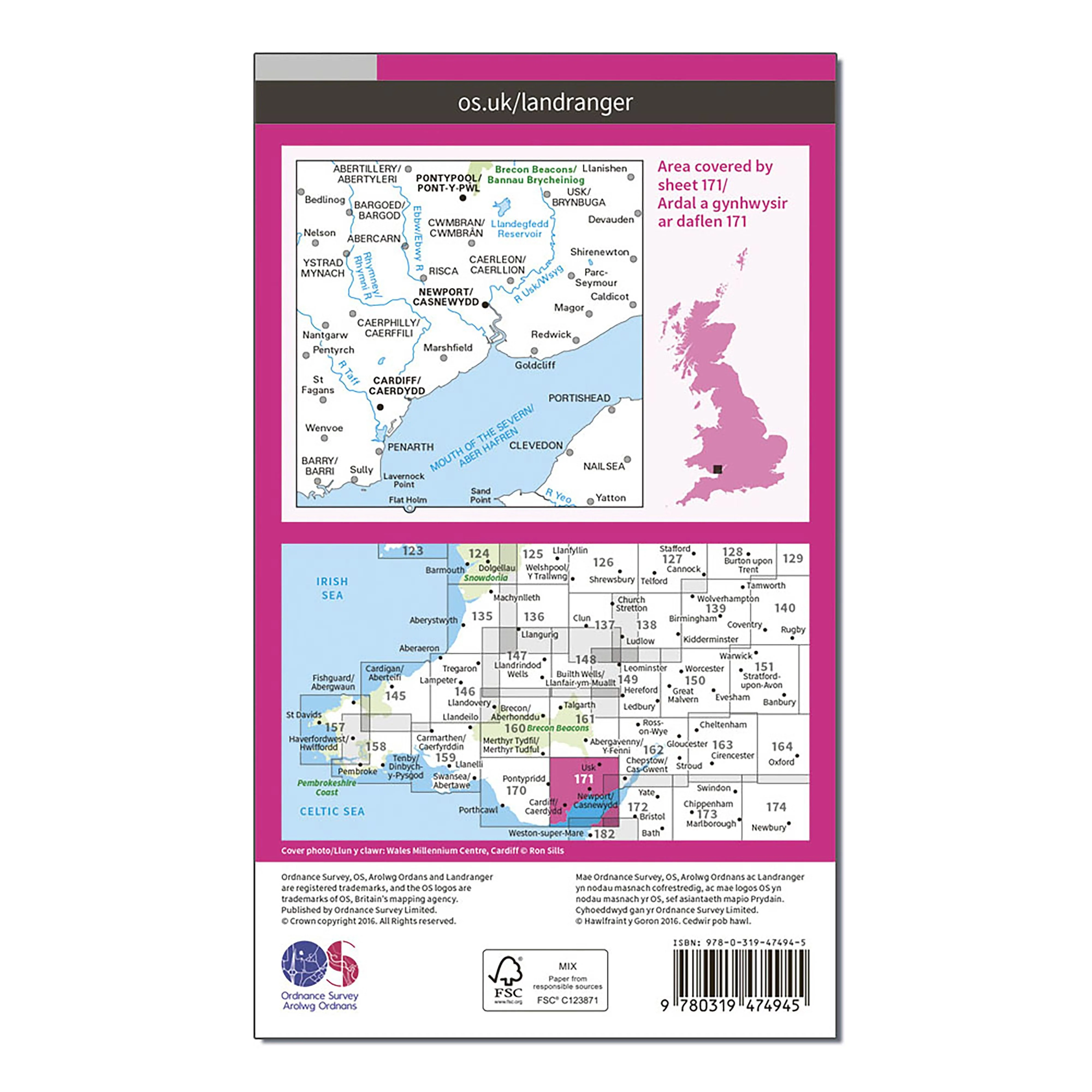 Landranger Active 171 Cardiff Newport Pontypool Map With Digital Version - Image 2