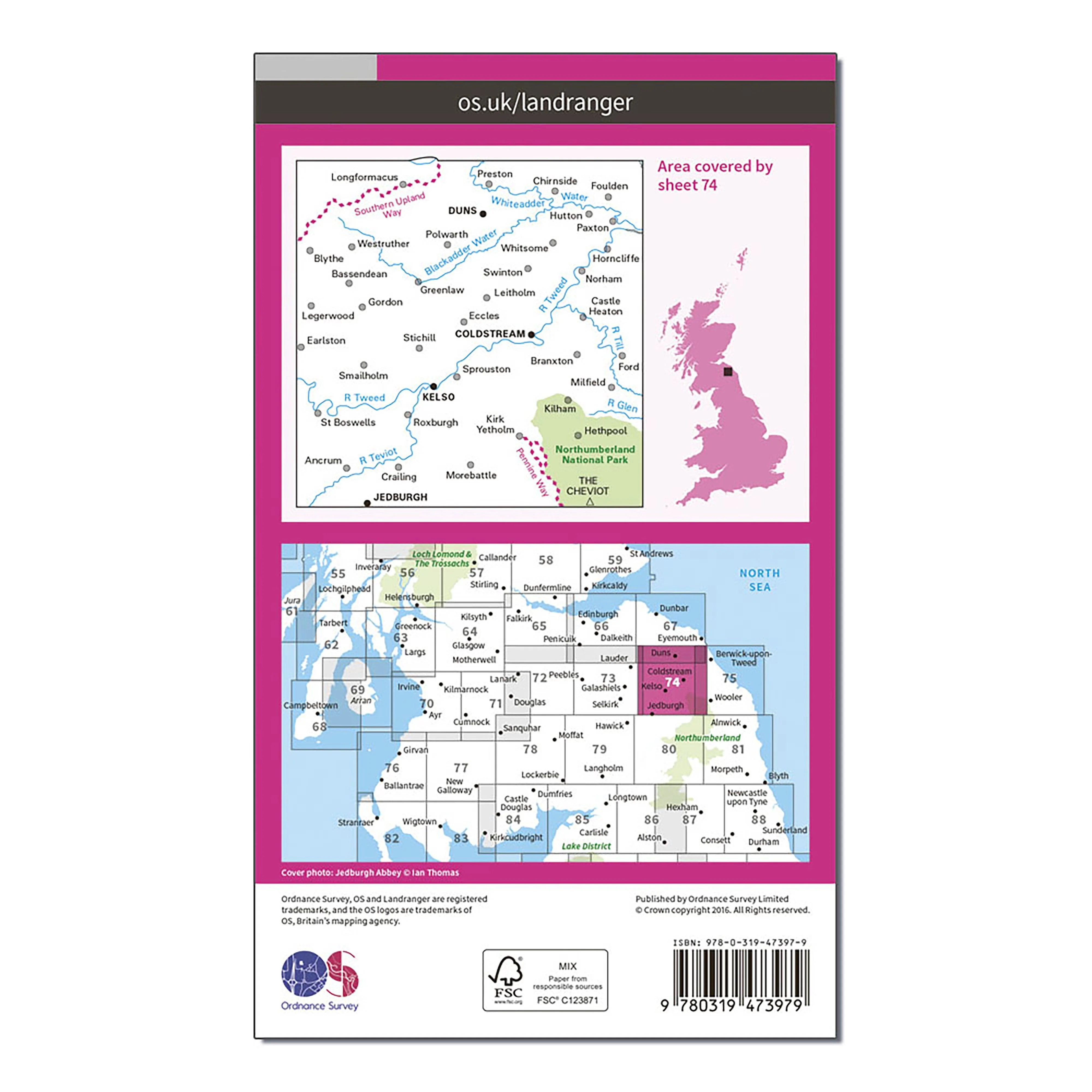 Landranger Active 74 Kelso  Coldstream Jedburgh  Duns Map With Digital Version - Image 2