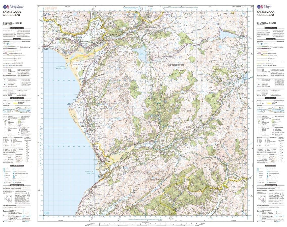 OS Landranger 124 Porthmadog Dolgellau Map - Image 3